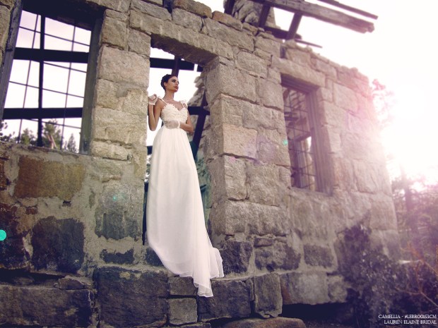 Bohemian chiffon wedding dress, illusion lace, ethereal bridal