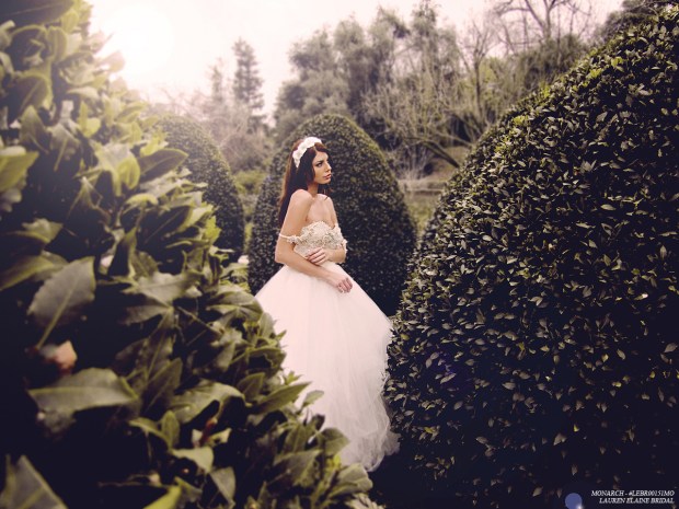 Ethereal, bohemian designer wedding gown. Whimsical tulle ball gown by Lauren Elaine Bridal.