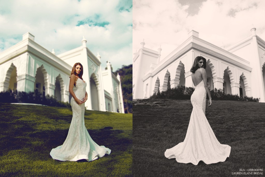 Horsehair scallop hemline on Isla Bridal Gown by Lauren Elaine Los Angeles