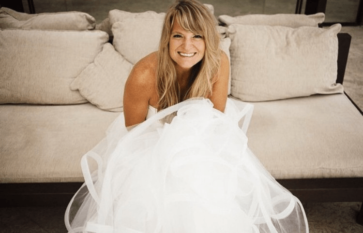 Bride Joy wears her Lotus gown by Lauren Elaine Bridal