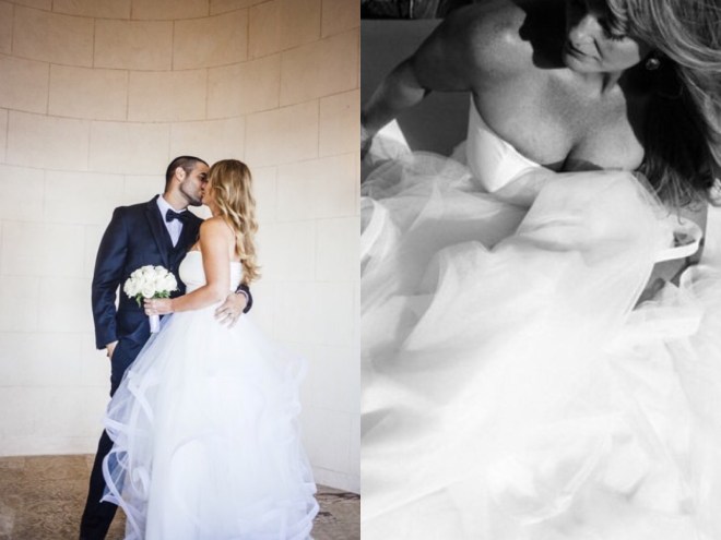 Bride Joy and her custom Lotus gown by Lauren Elaine Bridal