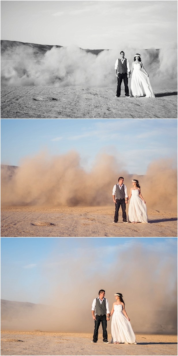 Lauren Elaine Bella gown, destination wedding, dry lake bed
