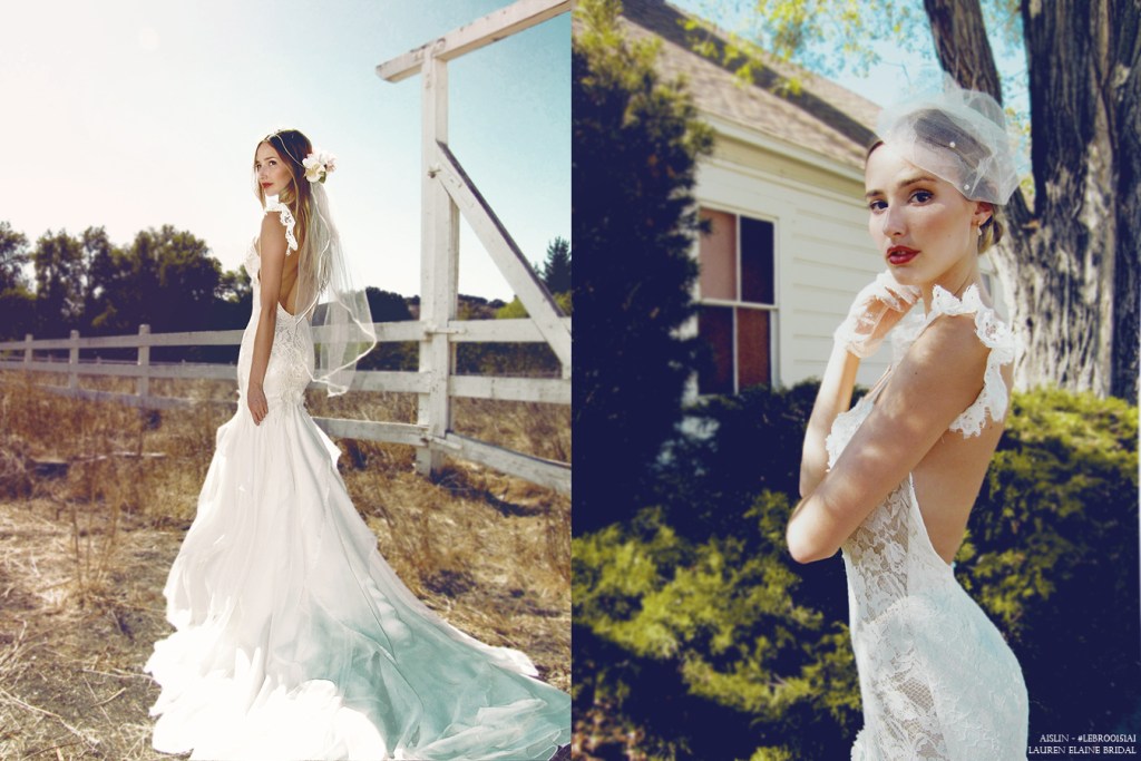 Backless mermaid wedding dress with ruffle lace sleeves