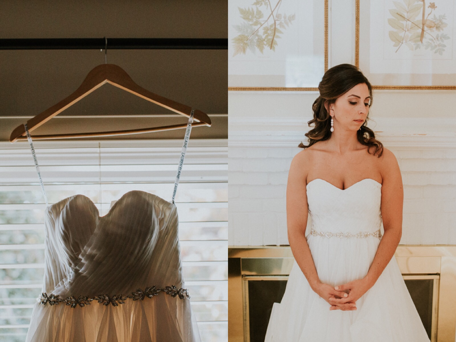 chiffon a-line wedding gown with horsehair petals and crystal belt