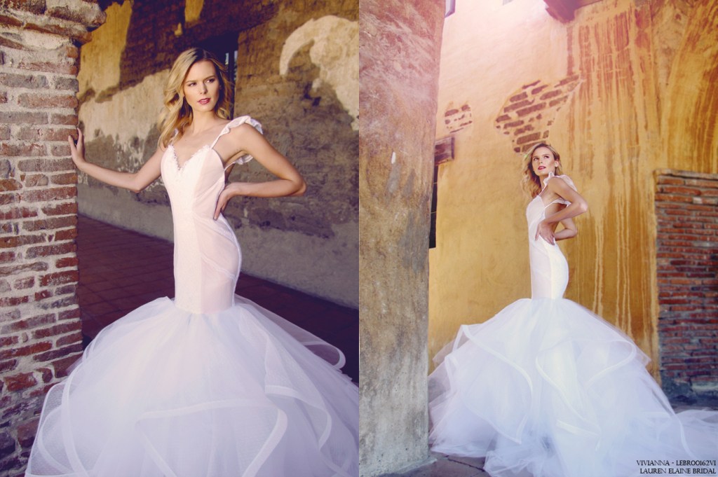 Backless mermaid wedding dress by lauren elaine bridal