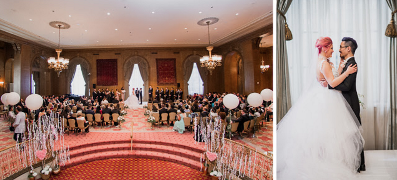 Bride Jess and her wedding at the Fairmont Olympic Hotel in Seattle, Washington.