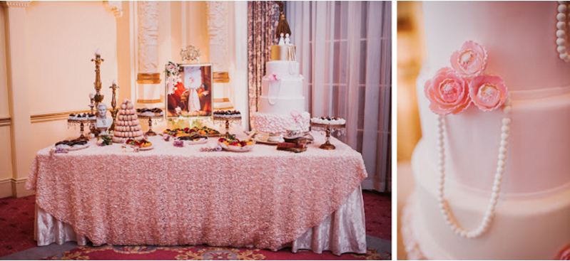 Marie Antoinette inspired wedding cakes and dessert table.