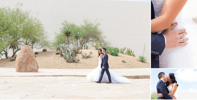 Michele takes bridal portraits in her Lauren Elaine Jasmine Gown with train
