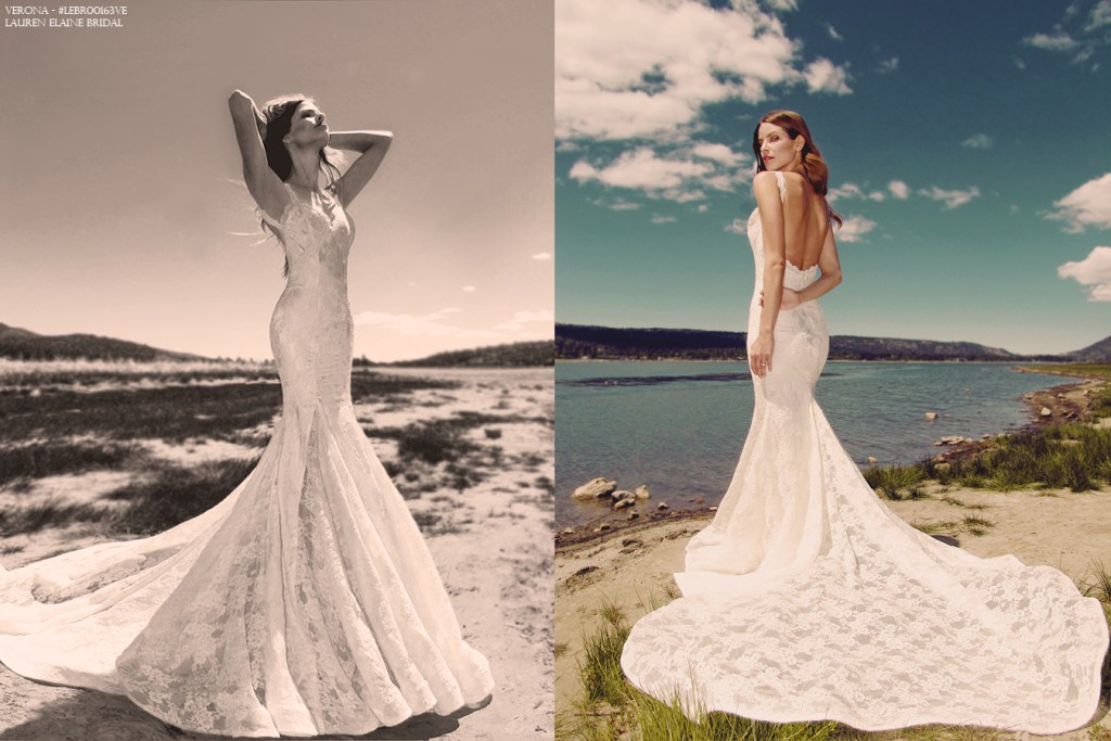 Backless mermaid "Verona" gown by Lauren Elaine Bridal