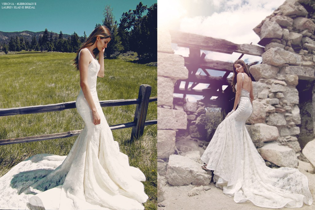 Bohemian wedding gowns and bridal dresses by Lauren Elaine Bridal. Pictured: Verona Gown