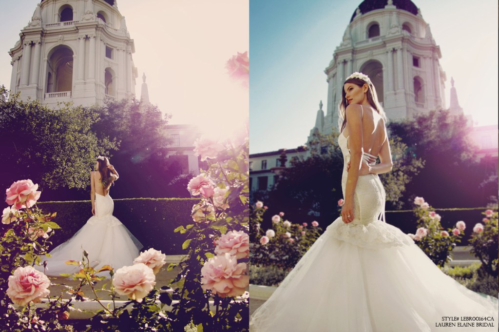 Backless mermaid wedding gown with lace-up low back