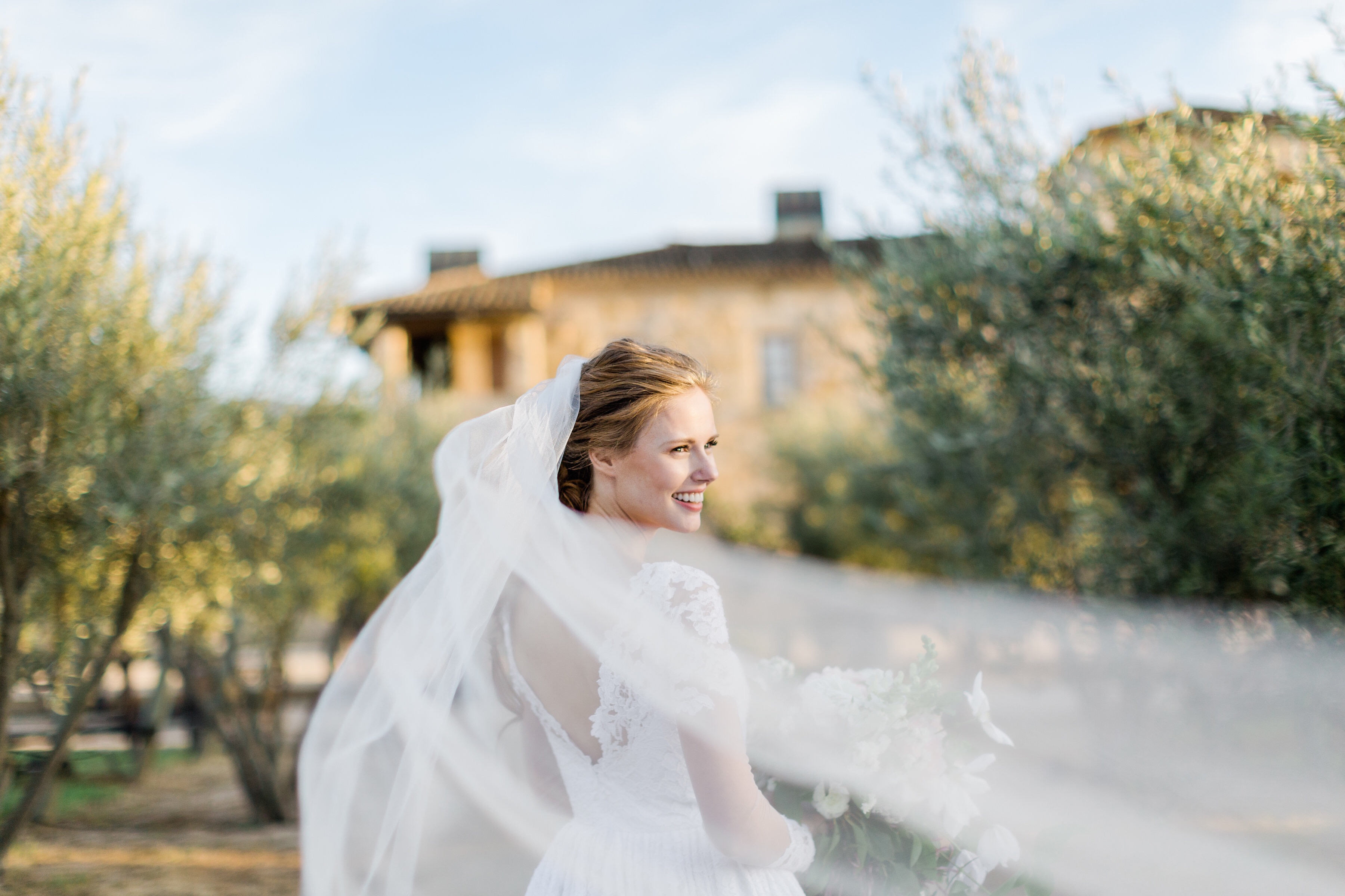 Alyssa Campanella's custom veil and wedding gown designed by Lauren Elaine