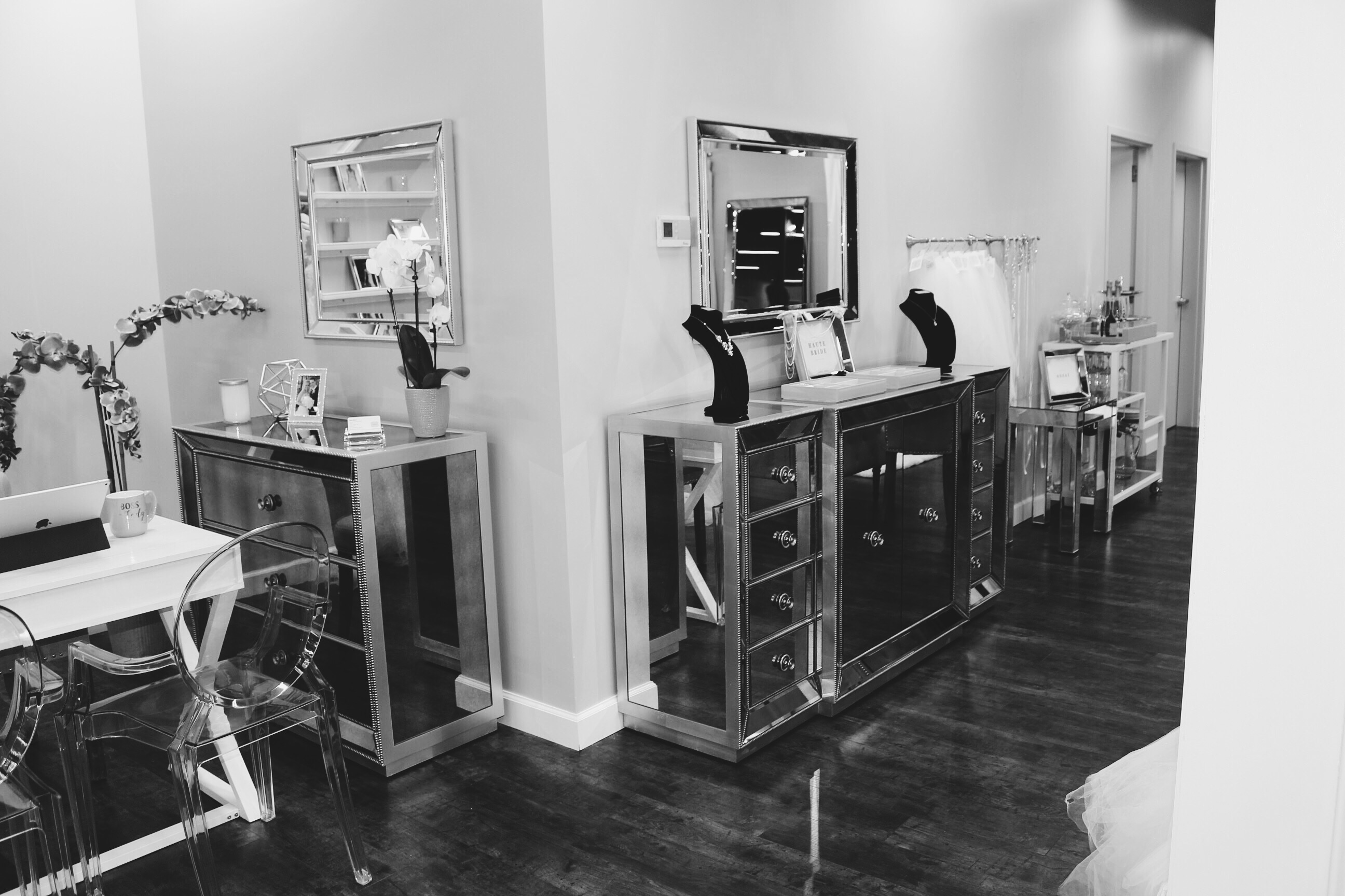 Interior of Genevieve's Bridal Couture in Barrington, Illinois