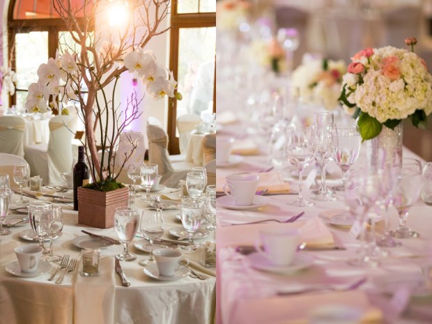 Pink and Ivory wedding decor with crystals