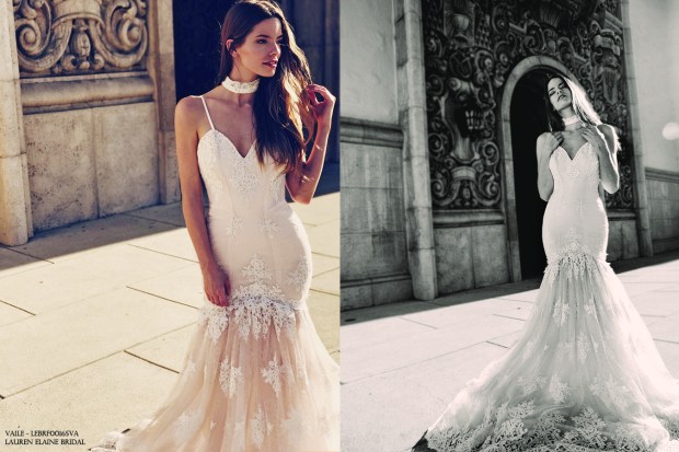 Bohemian "Vaile" mermaid wedding gown by Lauren Elaine Bridal