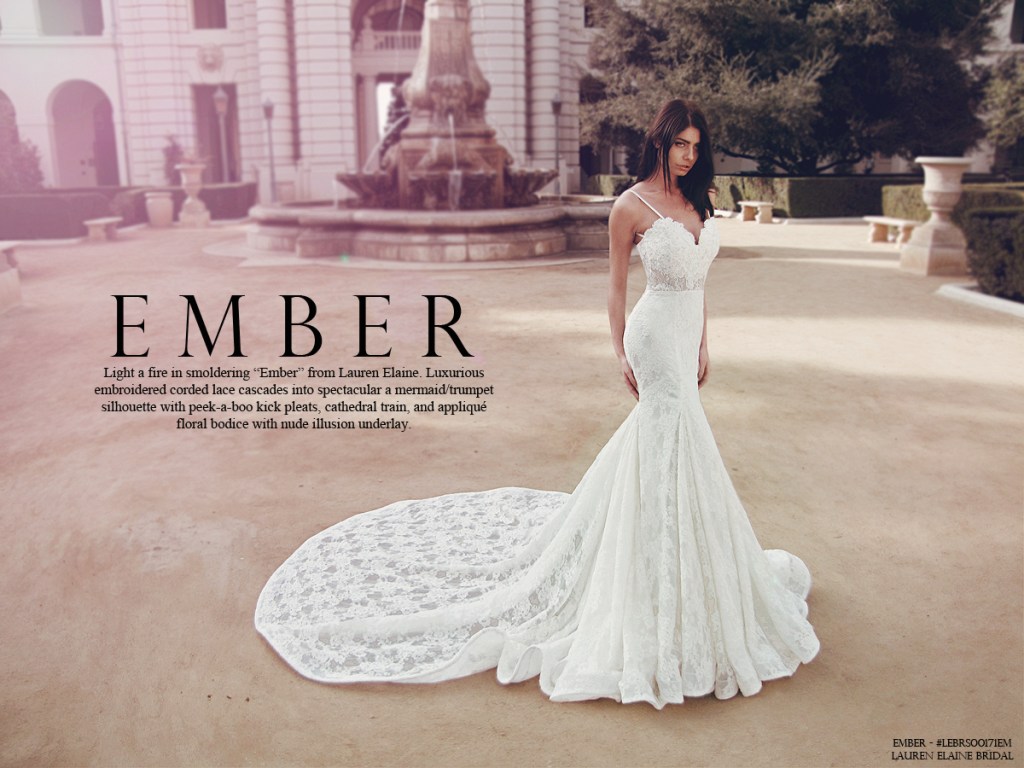 Lauren Elaine "Ember" illusion mermaid wedding gown with cathedral train