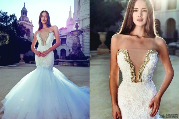 crystal bling mermaid wedding dress deep v lace applique