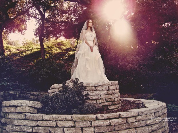 Fairytale princess wedding dress wedding gown tulle lace peplum horsehair hem crystal sparkle pearl belt halcyon lauren elaine los angeles