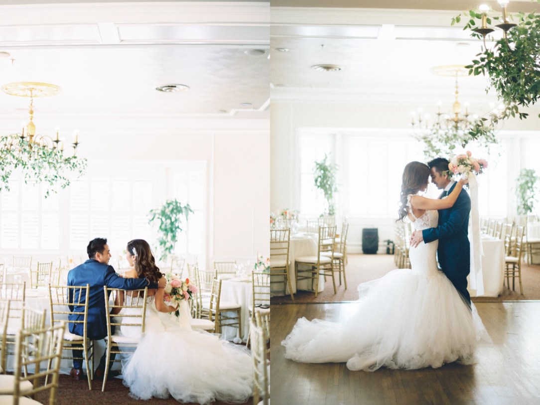 Bride Mary slow dances in her custom Lauren Elaine bridal Oriana wedding dress in Bakersfield, California