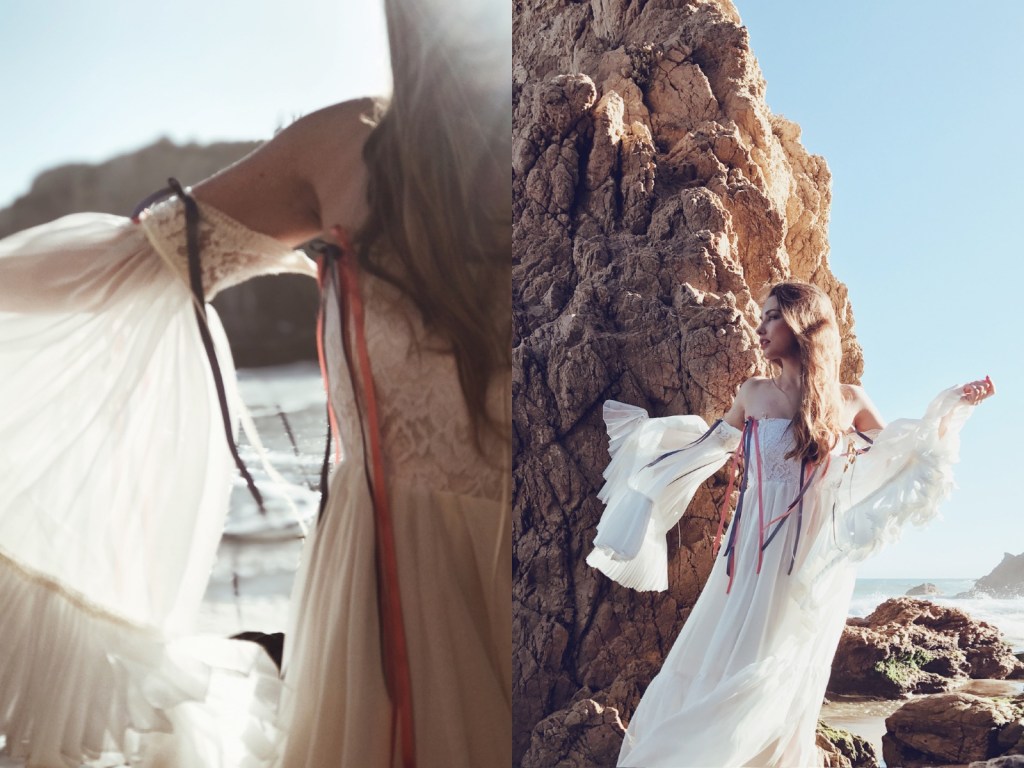 Red, white, and blue patriotic bridal fashion and wedding dresses by Lauren Elaine of Los Angeles