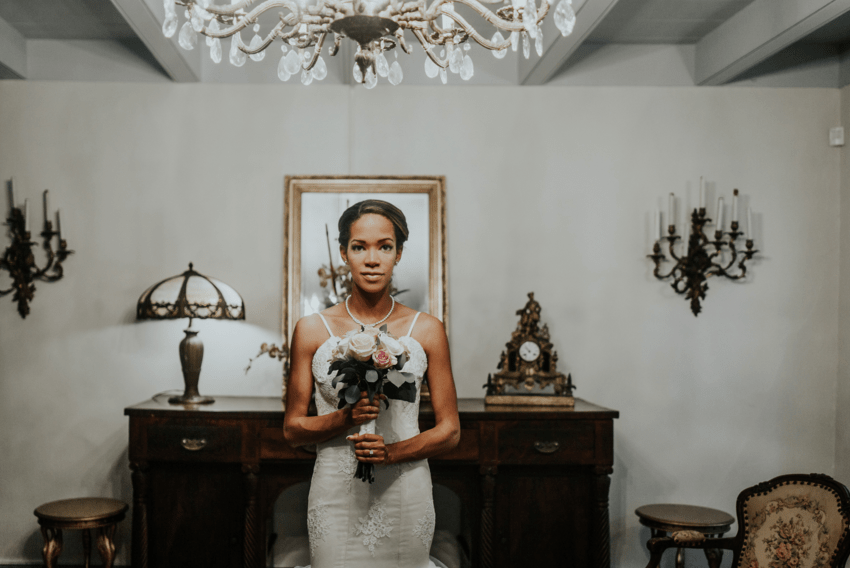 Bride Harmony in her Lauren Elaine Arabelle wedding dress gown