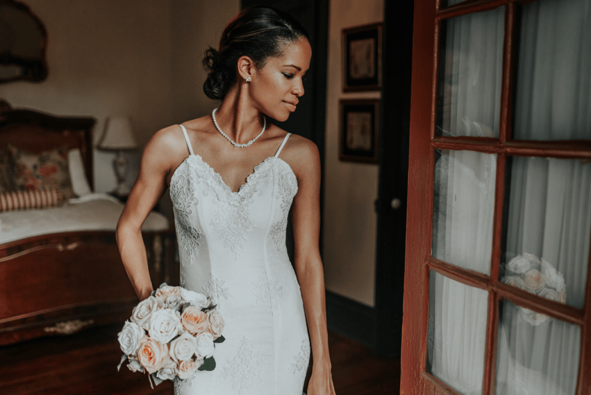 Louisiana bride Harmony in her Lauren Elaine Arabelle Gown wedding dress