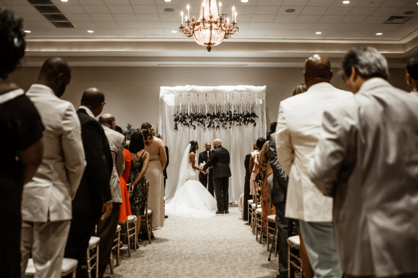 Nuptials at La Pavillion in Lafayette, Louisiana featuring Lauren Elaine Arabelle wedding dress gown