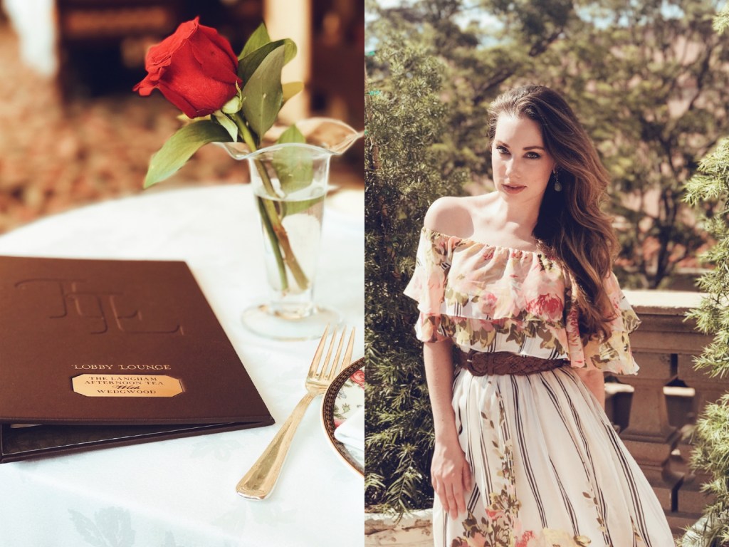 Los Angeles bridal designer Lauren Elaine explores the Langham Huntington Pasadena wedgewood tea service