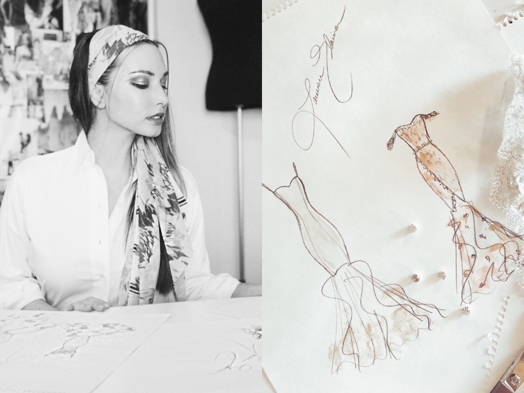 Bridal Designer Lauren Elaine sketches her 2018 "Widlfire" collection.