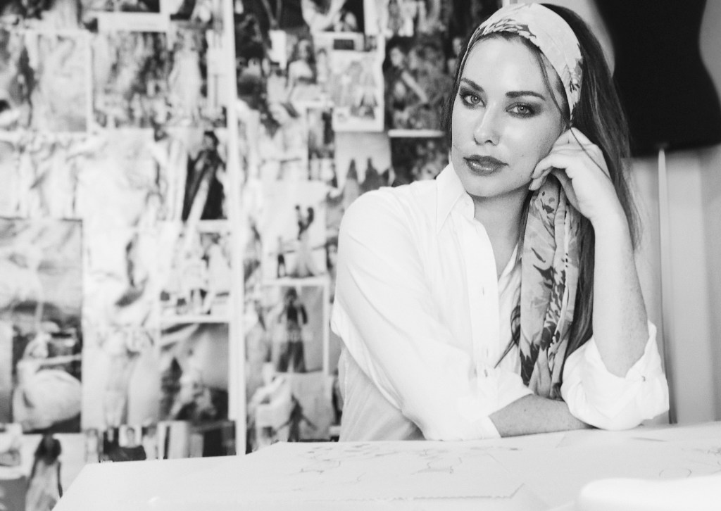 Los Angeles Bridal Designer Lauren Elaine poses in her studio