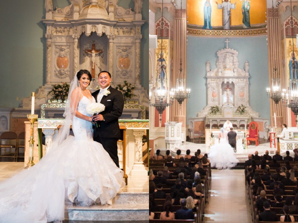 Bride Kimberly wears a custom Arabelle wedding dress by Lauren Elaine Bridal of Los Angeles
