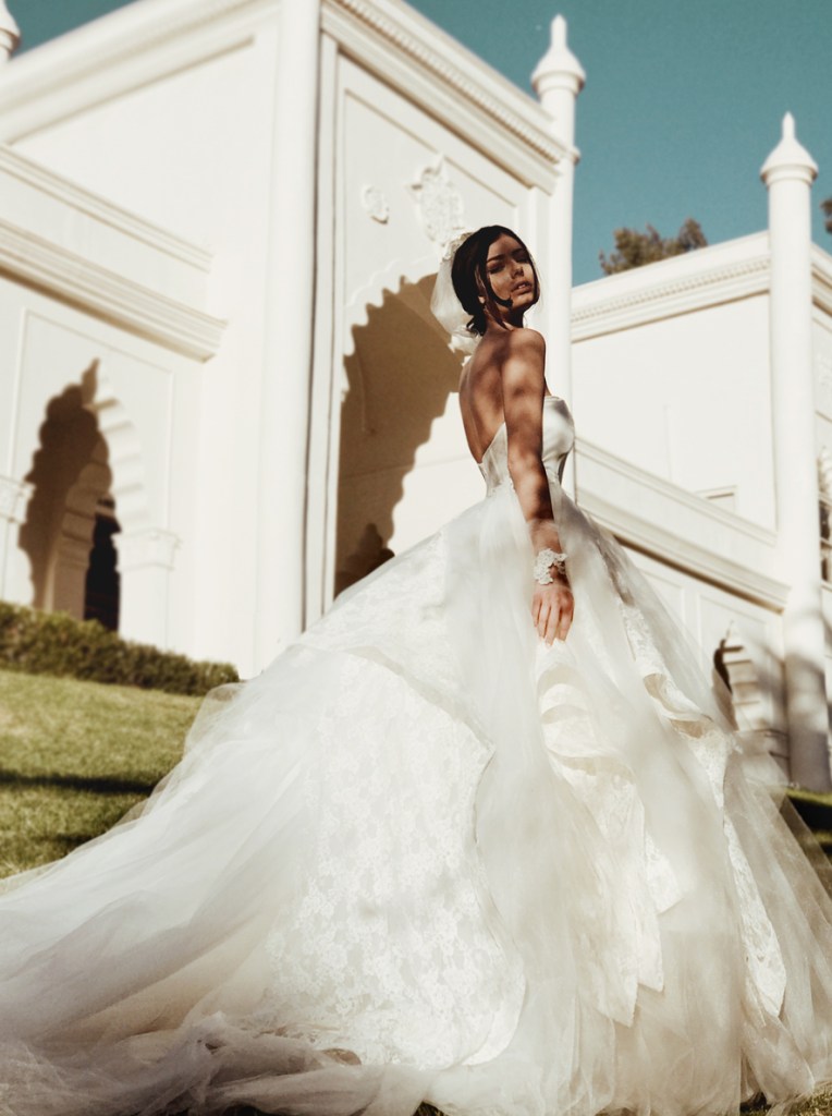 Lauren Elaine Serendipity ball gown with detachable cathedral train