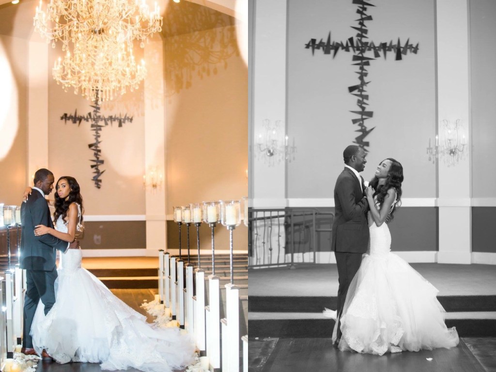 Dallas Bride Lakiska says 'I Do' in a custom "Arabelle" mermaid wedding gown by Lauren Elaine Bridal