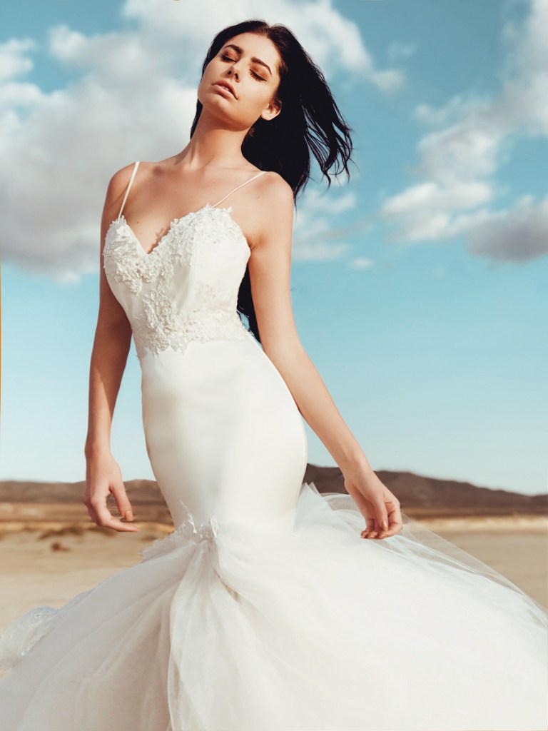 elysian mermaid wedding dress by lauren elaine bridal of los angeles