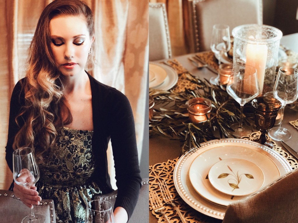 Table settings and olive branch centerpiece by Designer Lauren Elaine