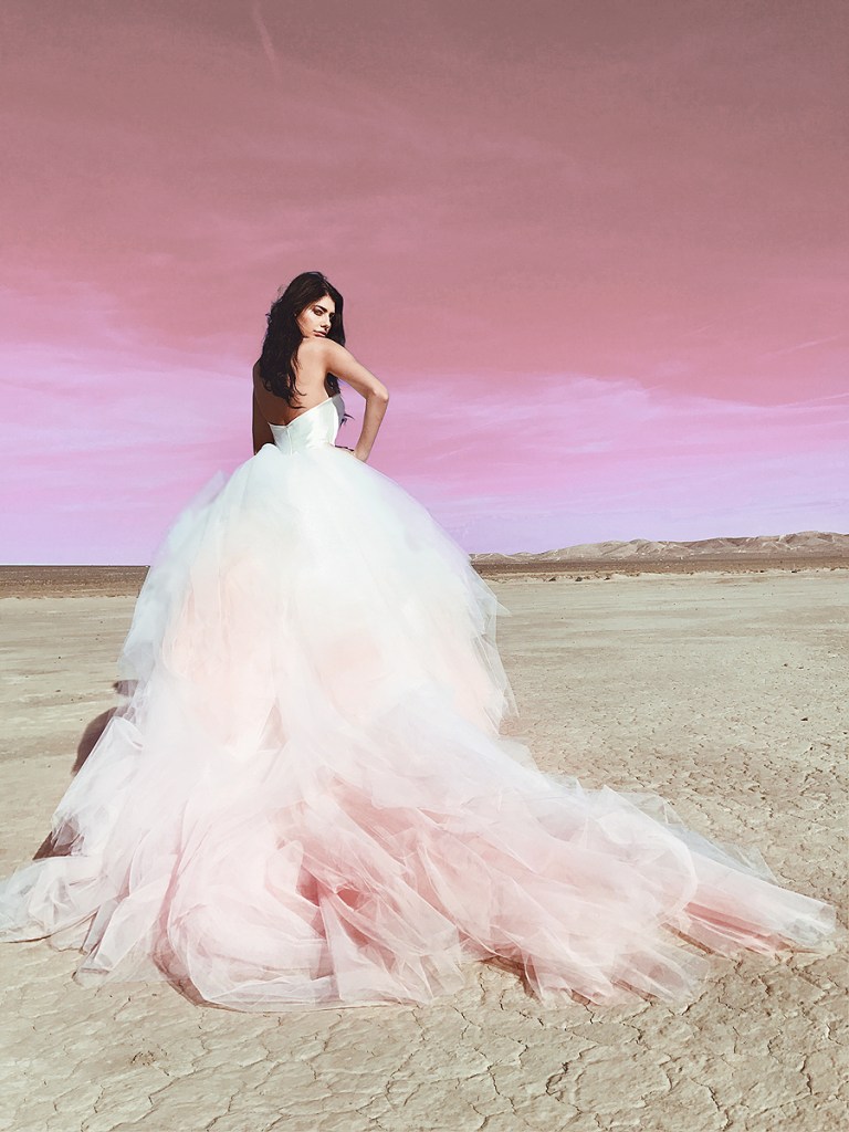 blush_ombrecc81_colored_tulle_ball_gown_wedding_dress_with_detachable_cathedral_train_by_lauren_elaine