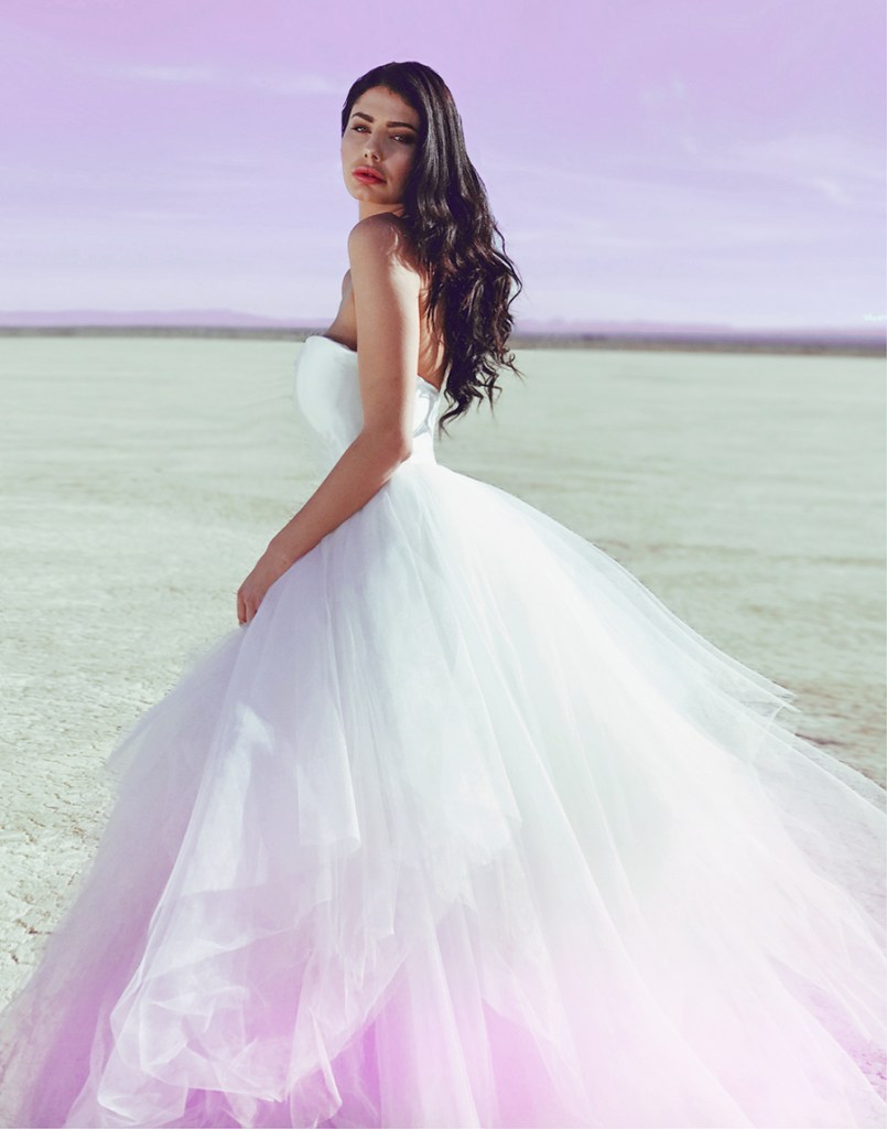 Ombré colored wedding dresses by lauren elaine bridal