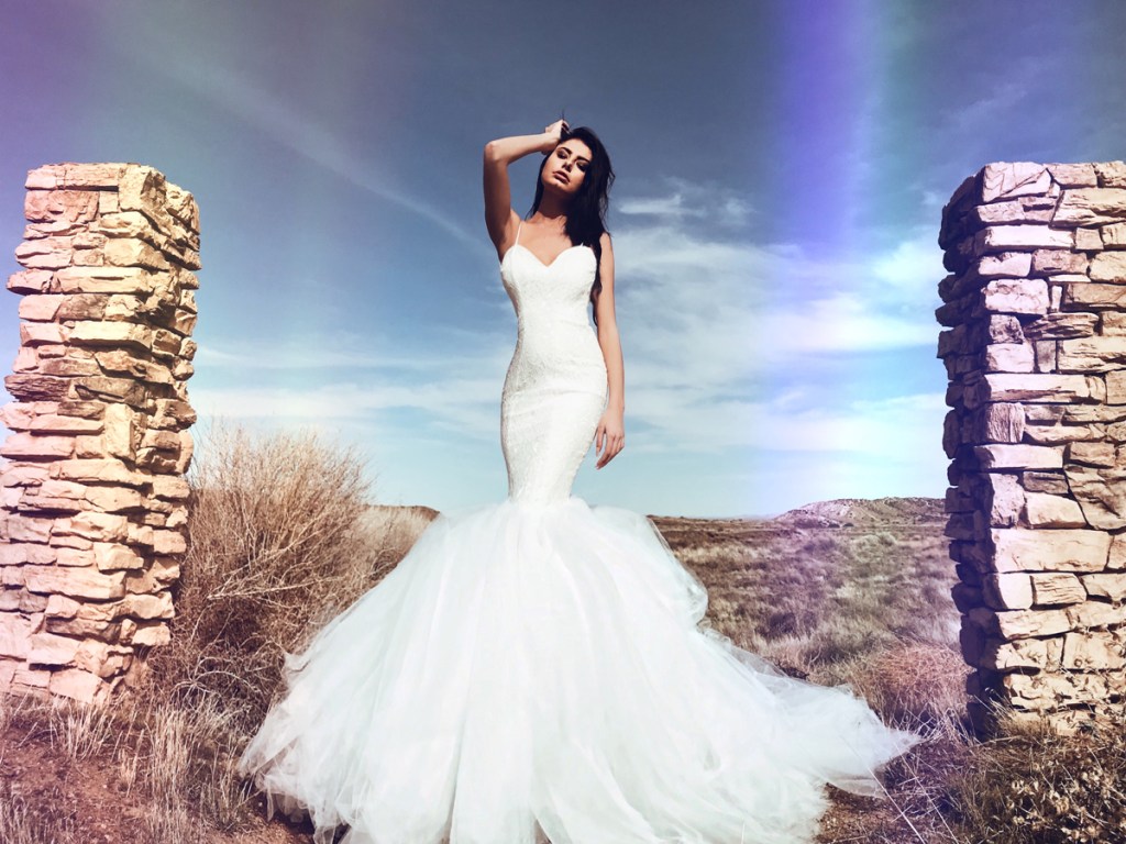 Sexy sparkle lace mermaid wedding dress by Lauren Elaine Bridal