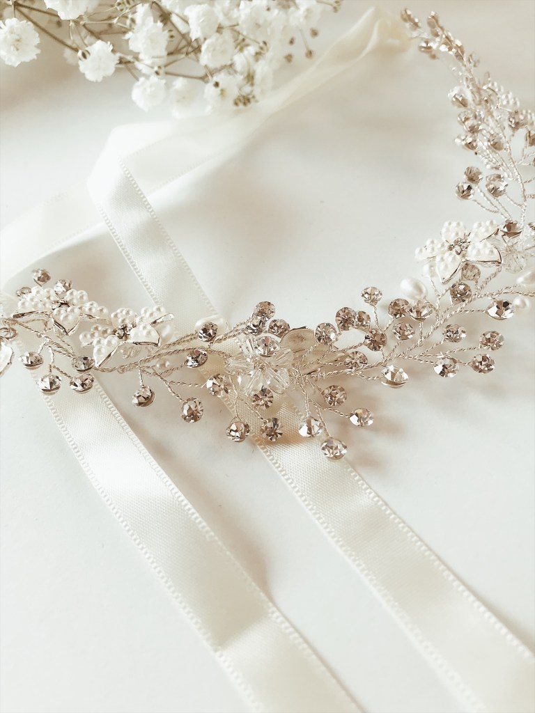 Lauren Elaine "Verbena" wedding flower crown hair vine tiara