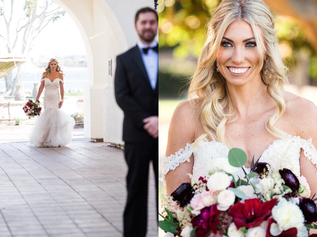 Bride Alex's wedding at the Thurdsay Club in San Diego and her custom Lauren Elaine "Capella" Gown