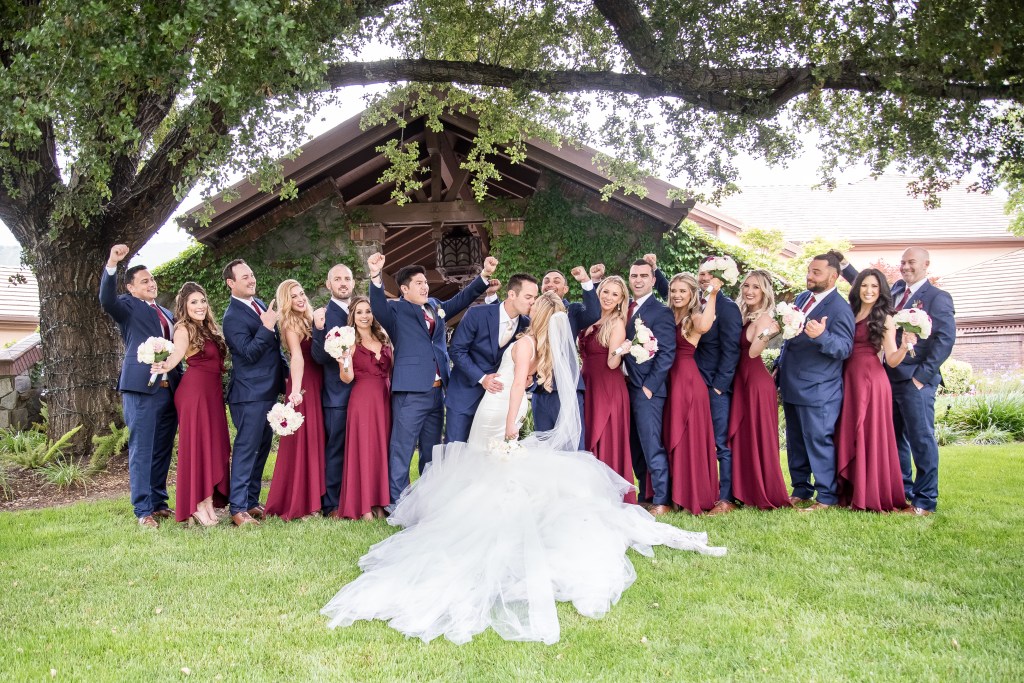 Bride Amanda's custom Lauren Elaine "Epiphany" gown and cathedral train