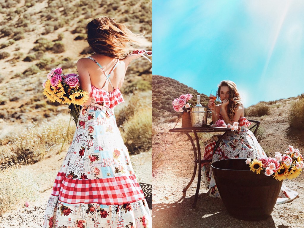 Criss-cross back cotton ruffle dress by Lauren Elaine Los Angeles