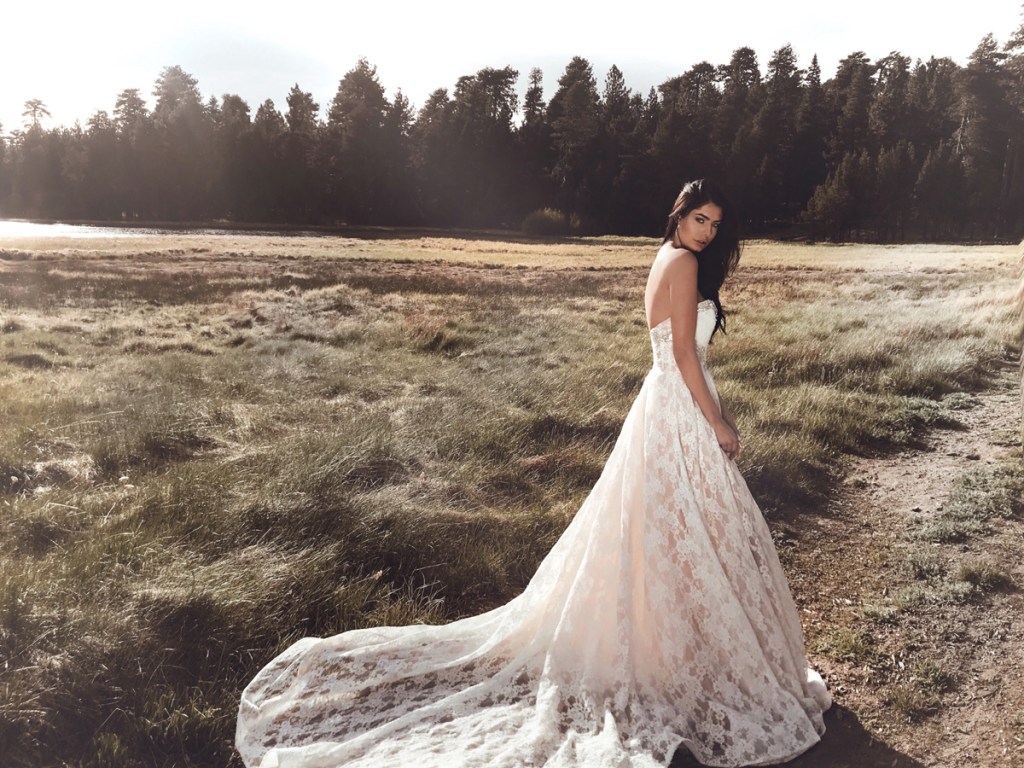 Lauren Elaine Maiden gown A-line ball gown lace wedding dress with crystal detailing