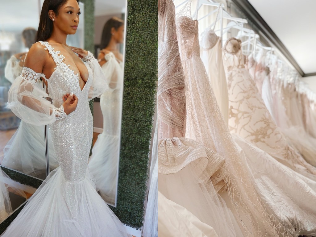 Visit the Lauren Elaine flagship bridal salon in Los Angeles and customize your dream wedding dress with detachable sleeves and trains