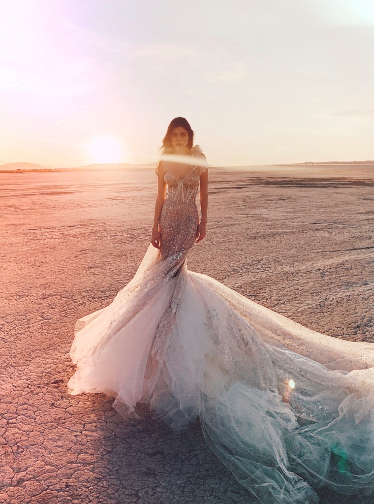 Glamorous and unique couture mermaid wedding dresses inspired by the Zodiac by Lauren Elaine Bridal Los Angeles