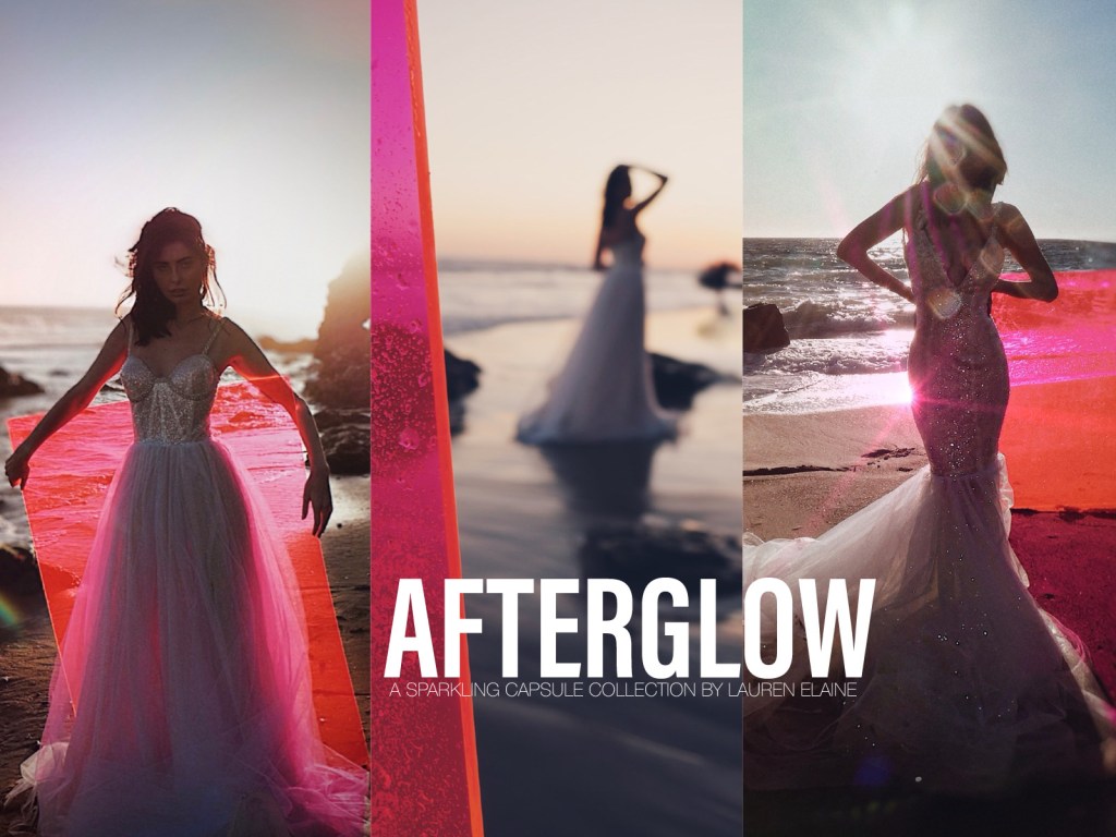 Sparkly tulle and crystal wedding dresses from Lauren Elaine Afterglow Collection
