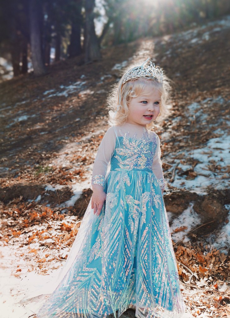 Faire Everlaine wears the Laure Elaine Snow Queen Princess Dress