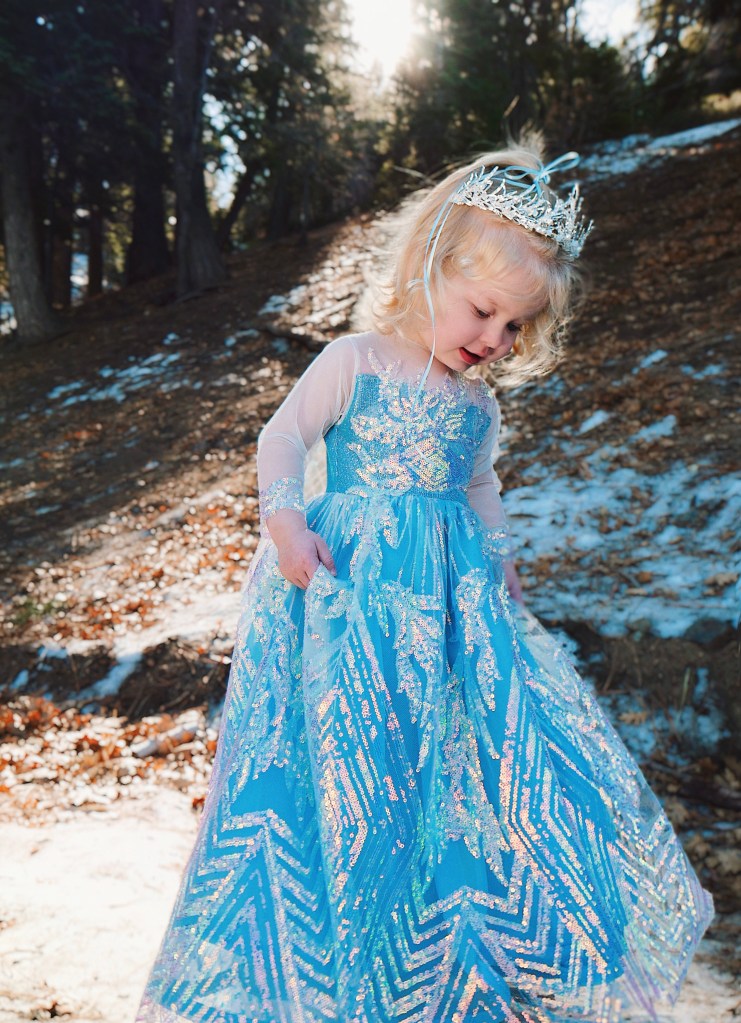 Faire Everlaine wears the Laure Elaine Snow Queen Princess Dress