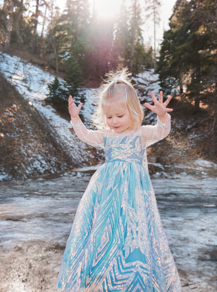 Children's Costume Snow Queen Princess Dress with Train